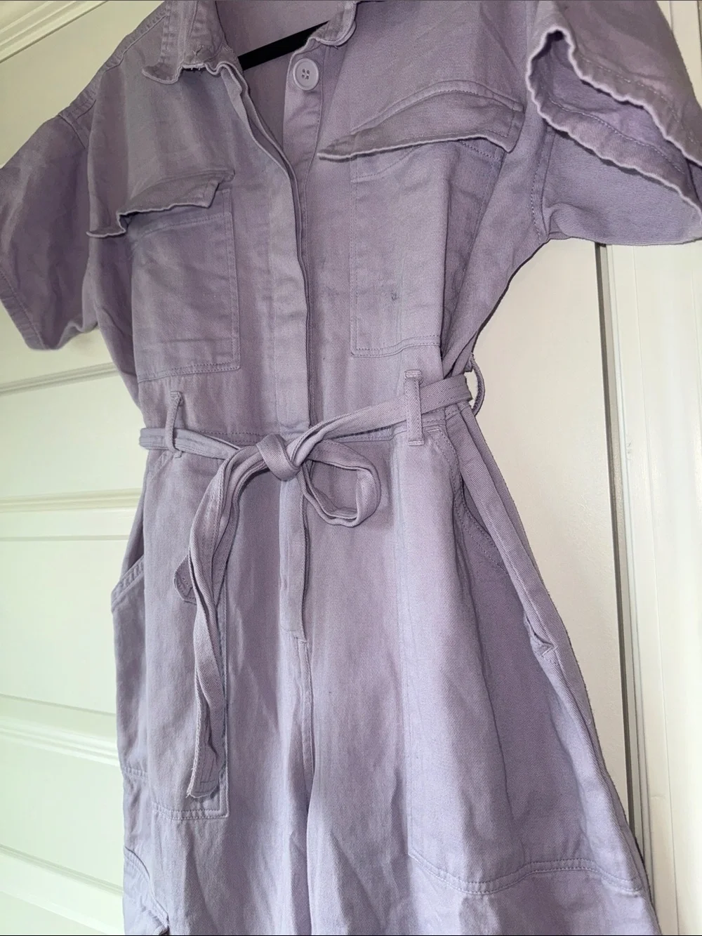 Nasty Gal Lavender Tie-Waist Utility Jumpsuit - Picture 5 of 8